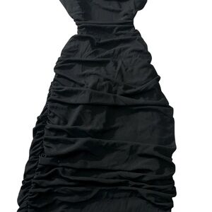 Fashion Nova Black Ruched Maxi Dress